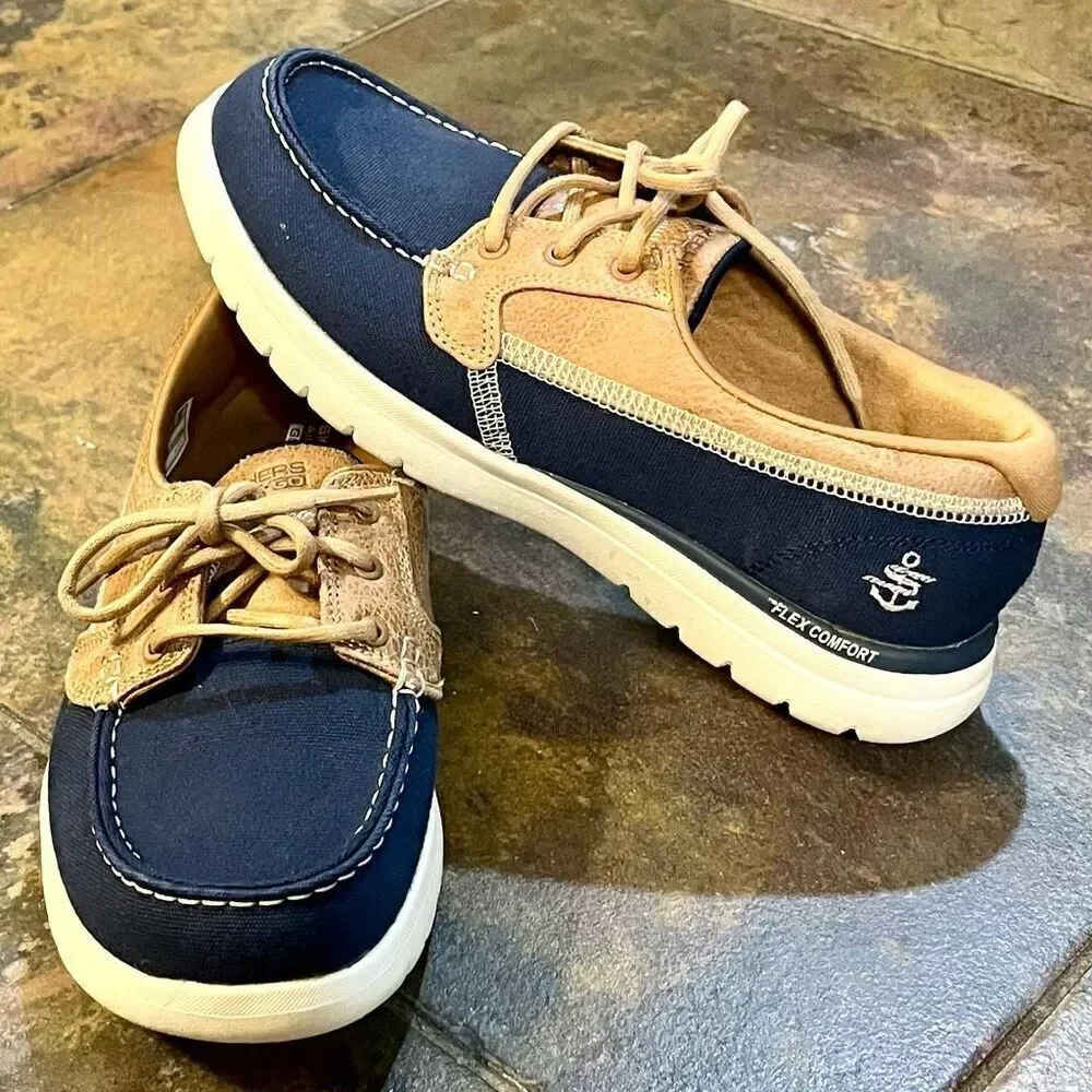 Skechers Air Cooled Goga Mat On The Go Flex Comfort Boat Shoes 6.5